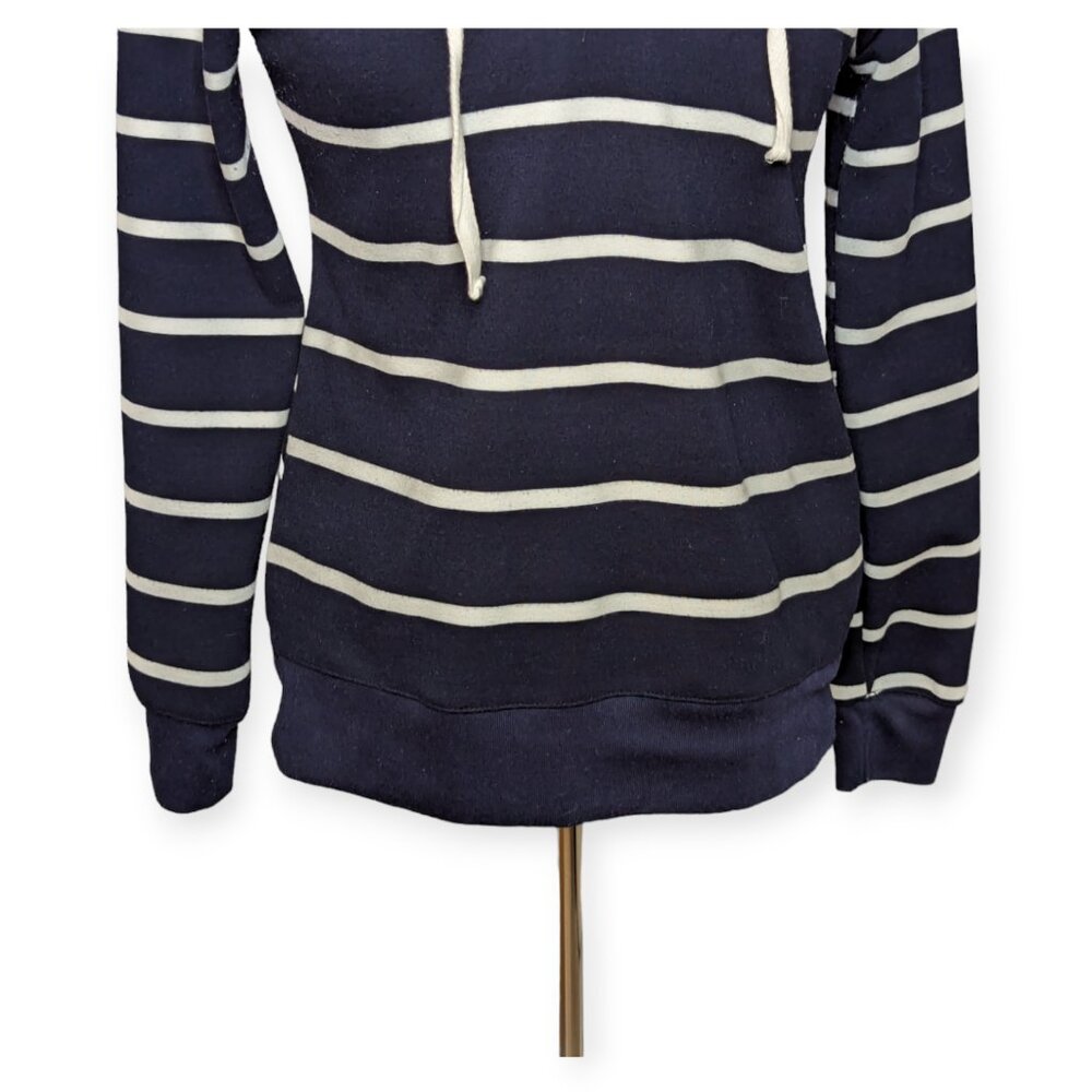 Blue & White Striped Long Sleeve Pullover Hoodie Size Small - Picture 3 of 13